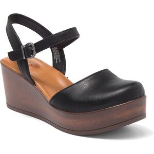 BOC Black Wedge Mary Jane Clog Sandals Sz 6